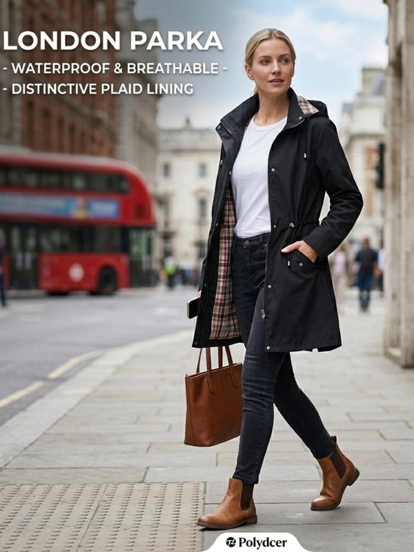 Women's Hooded Jacket with Adjustable Waist | L&S - 10 - London-stylehouse.com