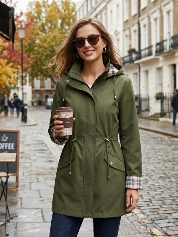Women's Hooded Jacket with Adjustable Waist | L&S - 11 - London-stylehouse.com