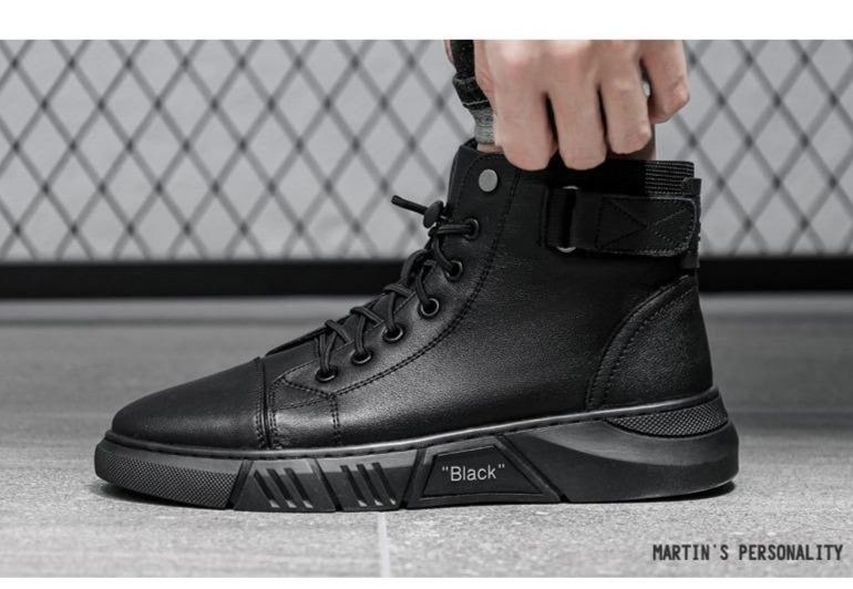 High-Cut Men's Boots with Adjustable Lacing | L&S - 3 - London-stylehouse.com