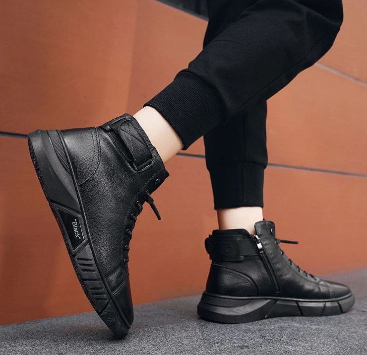 High-Cut Men's Boots with Adjustable Lacing | L&S - 4 - London-stylehouse.com