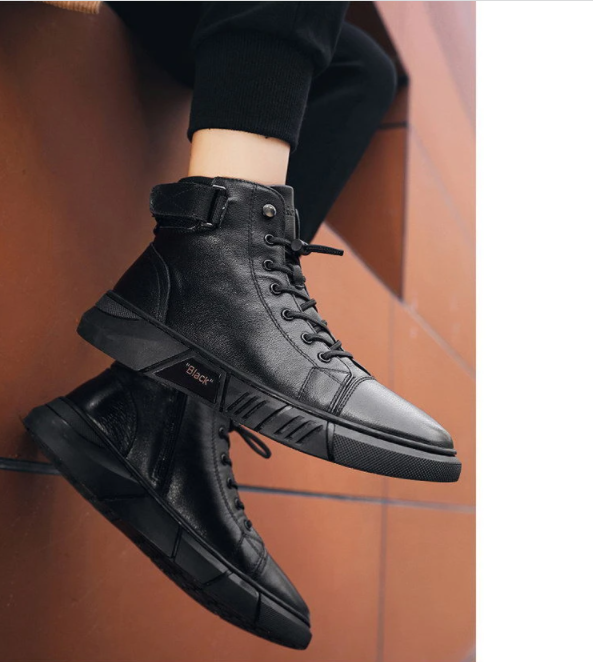 High-Cut Men's Boots with Adjustable Lacing | L&S - 6 - London-stylehouse.com