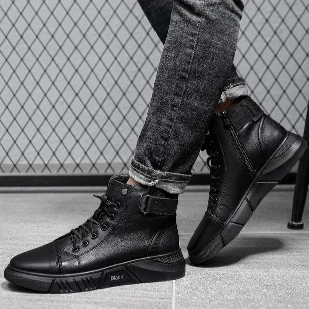 High-Cut Men's Boots with Adjustable Lacing | L&S - 7 - London-stylehouse.com