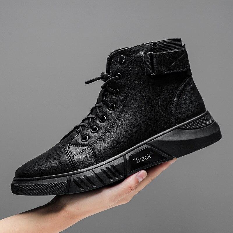 High-Cut Men's Boots with Adjustable Lacing | L&S - 8 - London-stylehouse.com