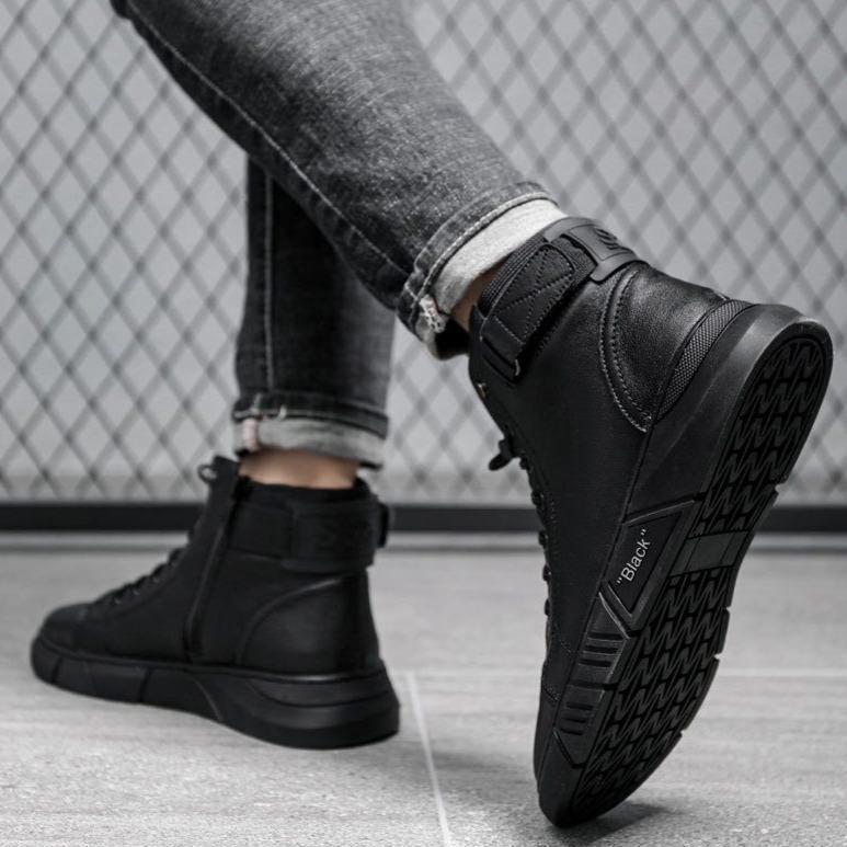 High-Cut Men's Boots with Adjustable Lacing | L&S - 9 - London-stylehouse.com