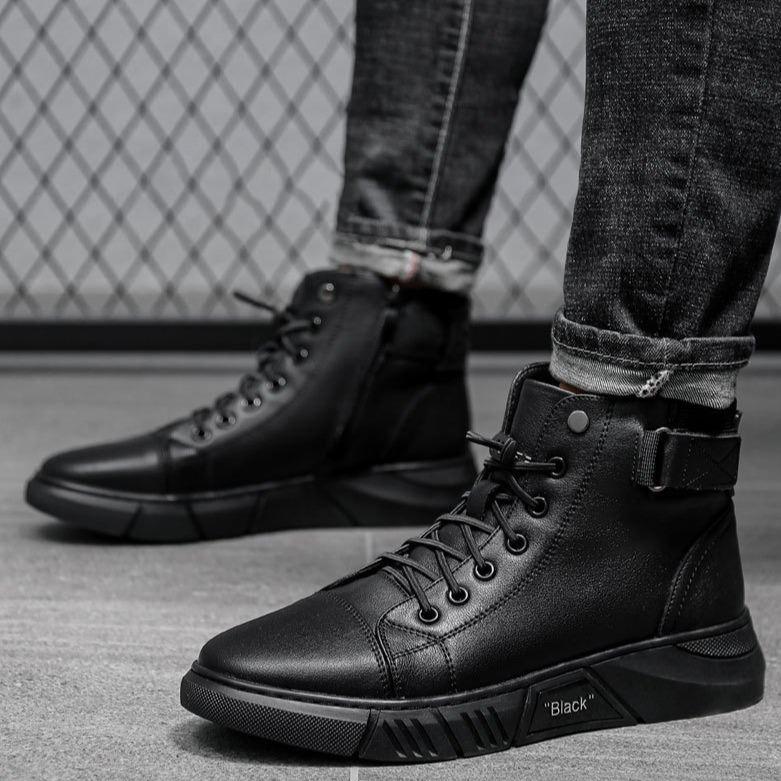 High-Cut Men's Boots with Adjustable Lacing | L&S - 10 - London-stylehouse.com