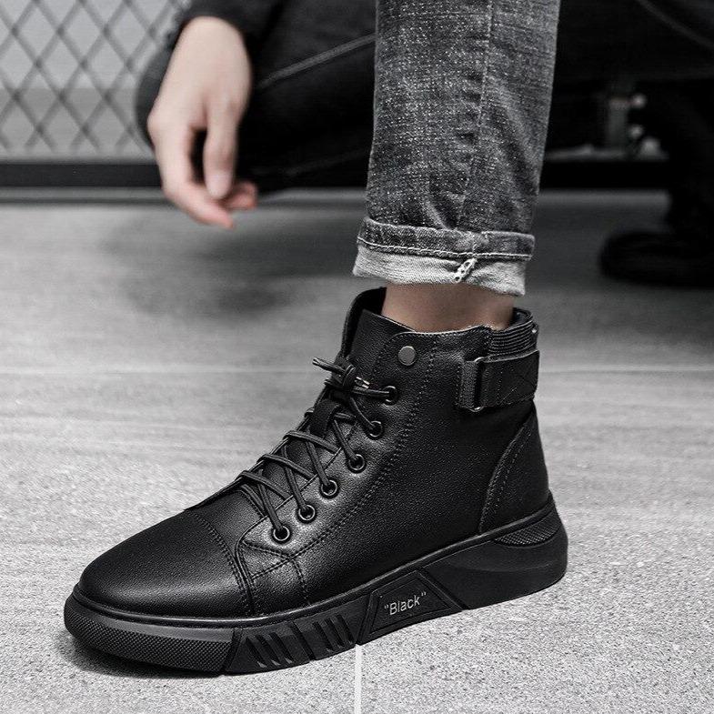 High-Cut Men's Boots with Adjustable Lacing | L&S - 12 - London-stylehouse.com