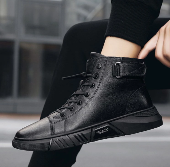 High-Cut Men's Boots with Adjustable Lacing | L&S - 16 - London-stylehouse.com