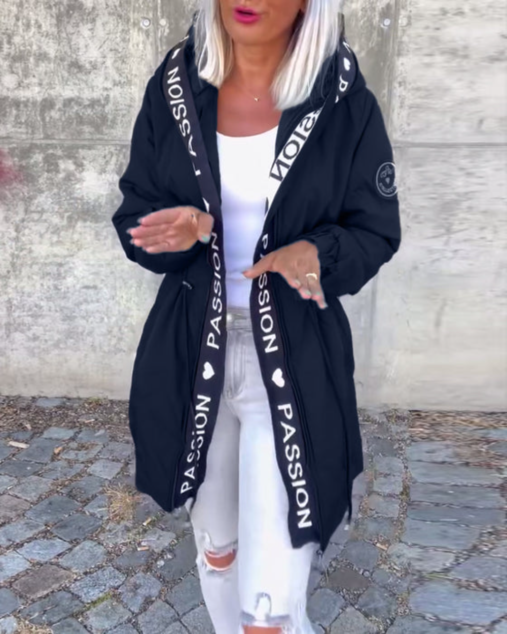 Women’s Casual Jacket with Hood and Drawstring | L&S - 1 - London-stylehouse.com