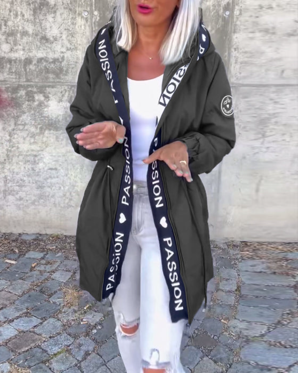 Women’s Casual Jacket with Hood and Drawstring | L&S - 2 - London-stylehouse.com