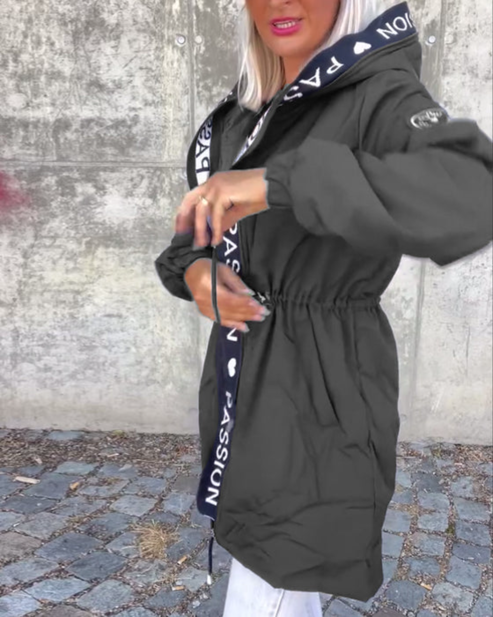 Women’s Casual Jacket with Hood and Drawstring | L&S - 3 - London-stylehouse.com