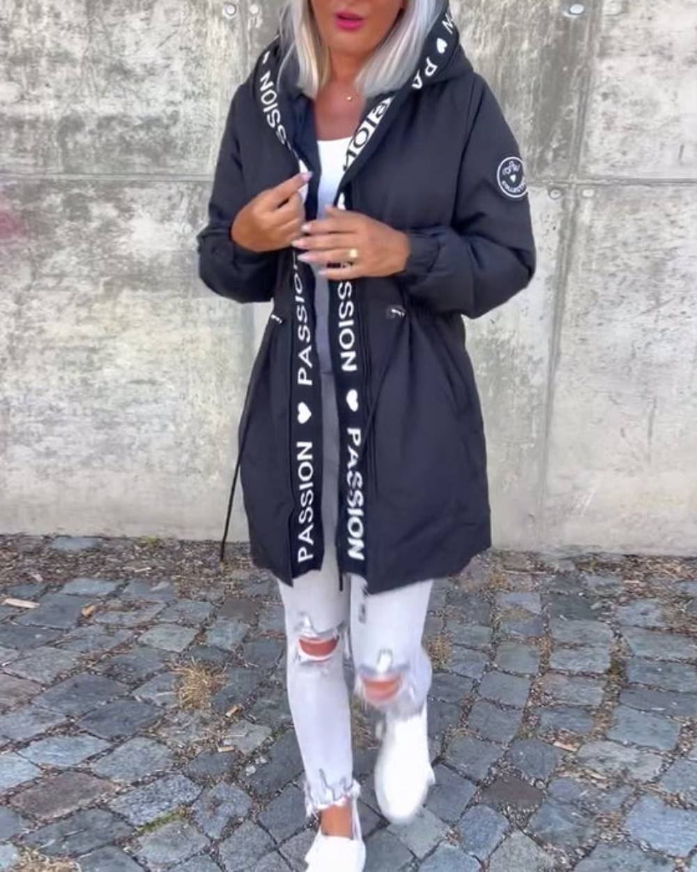 Women’s Casual Jacket with Hood and Drawstring | L&S - 4 - London-stylehouse.com