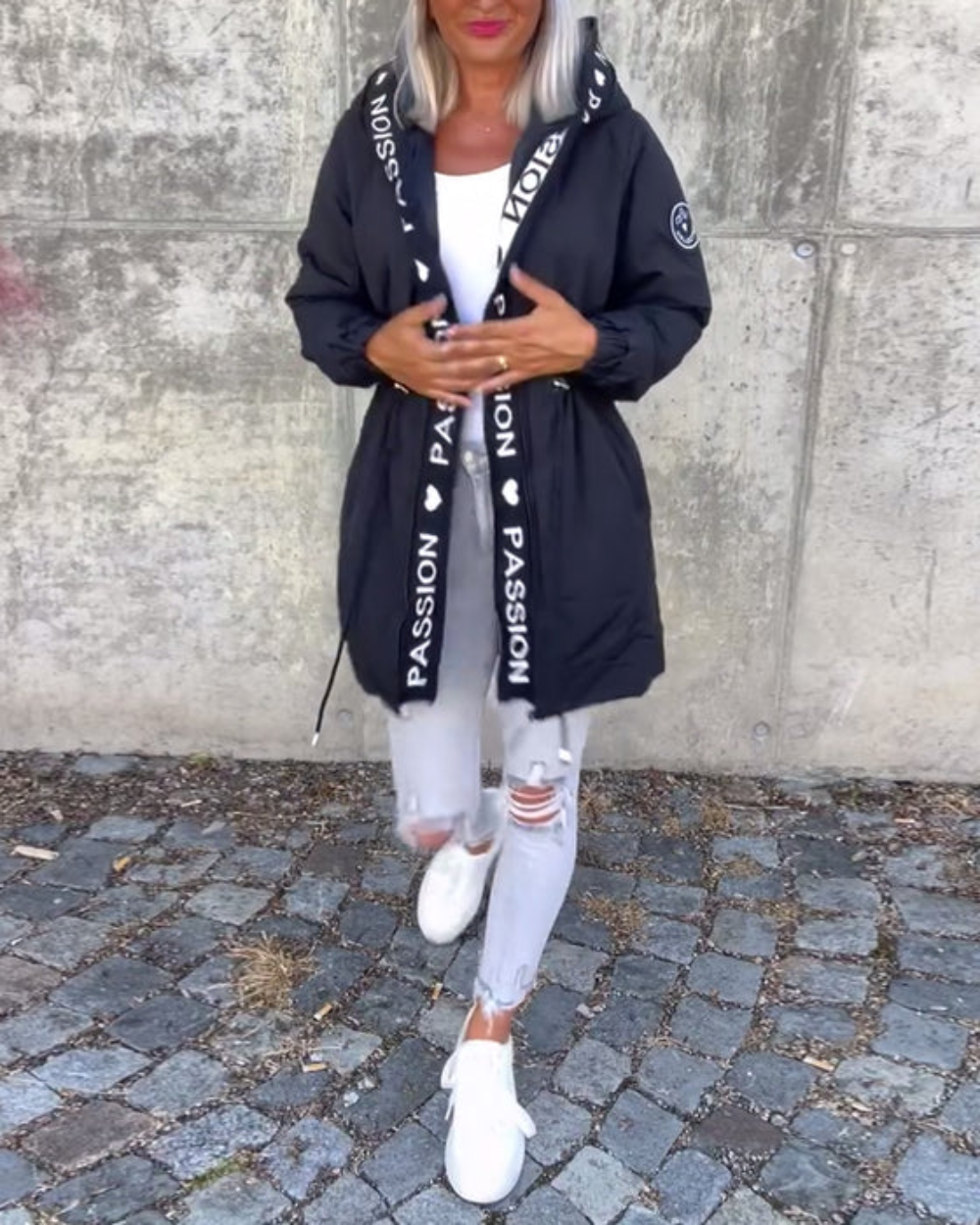 Women’s Casual Jacket with Hood and Drawstring | L&S - 7 - London-stylehouse.com