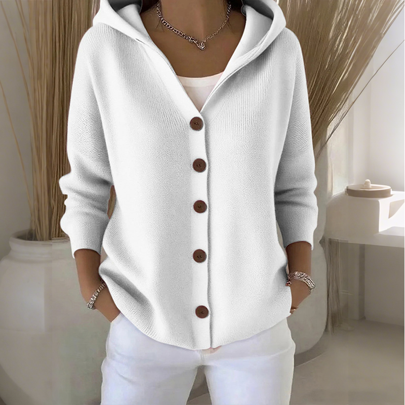 Women's Casual Hooded Cardigan with Button Detail | L&S - 2 - London-stylehouse.com