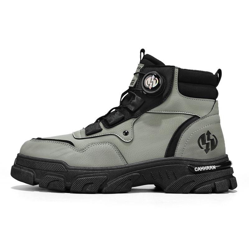 Men's High-Top Tactical Boots with Cushioned Sole | L&S - 2 - London-stylehouse.com
