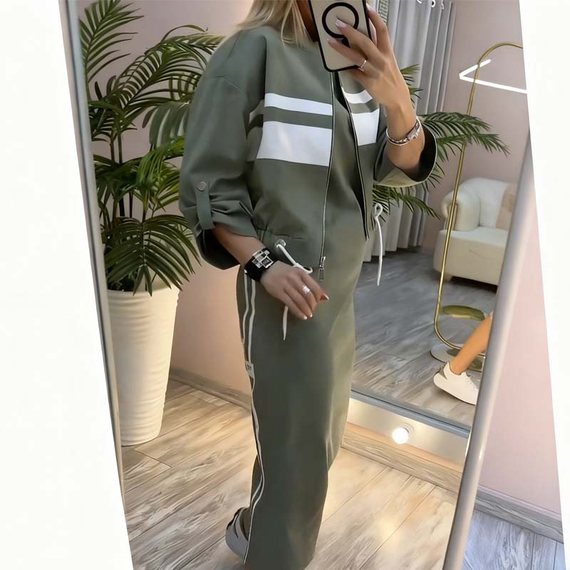 Women's Casual Two-Piece Outfit with Zip-Up Jacket | L&S - 4 - London-stylehouse.com