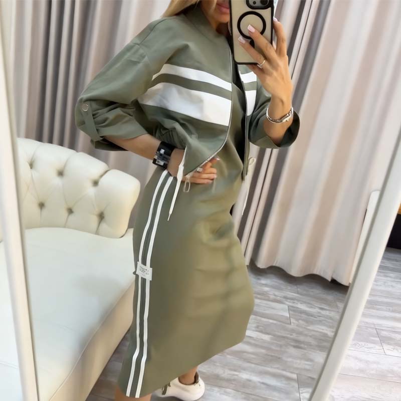 Women's Casual Two-Piece Outfit with Zip-Up Jacket | L&S - 7 - London-stylehouse.com