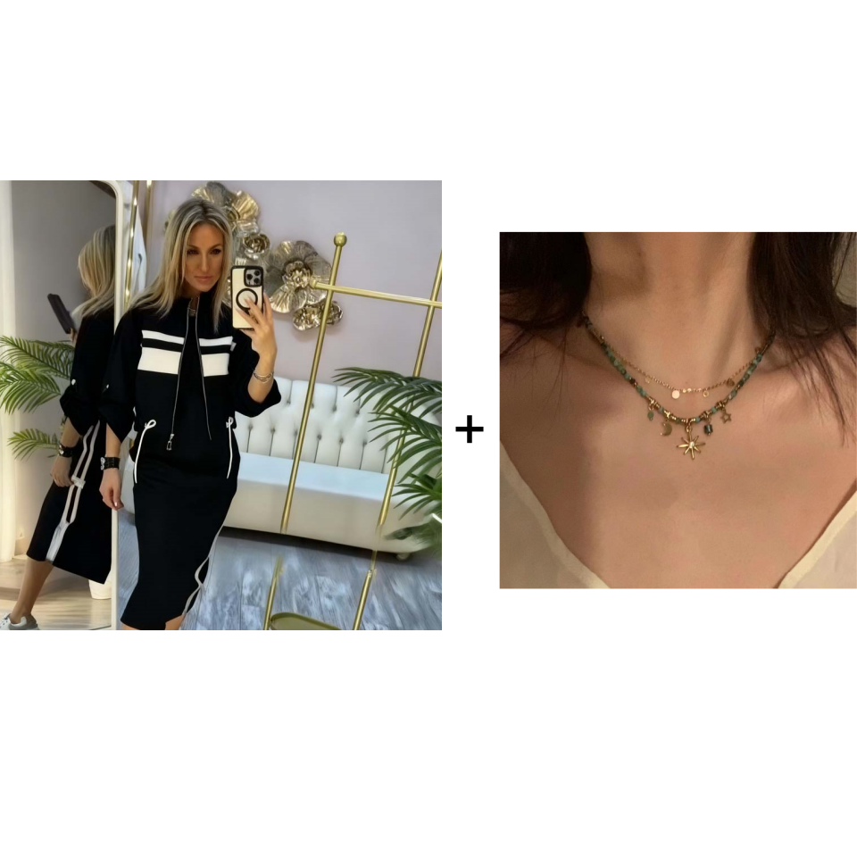 Women's Casual Two-Piece Outfit with Zip-Up Jacket | L&S - 11 - London-stylehouse.com