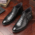 Men's Leather Ankle Boots with Dual Zip and Lion Emblem | L&S - 1 - London-stylehouse.com