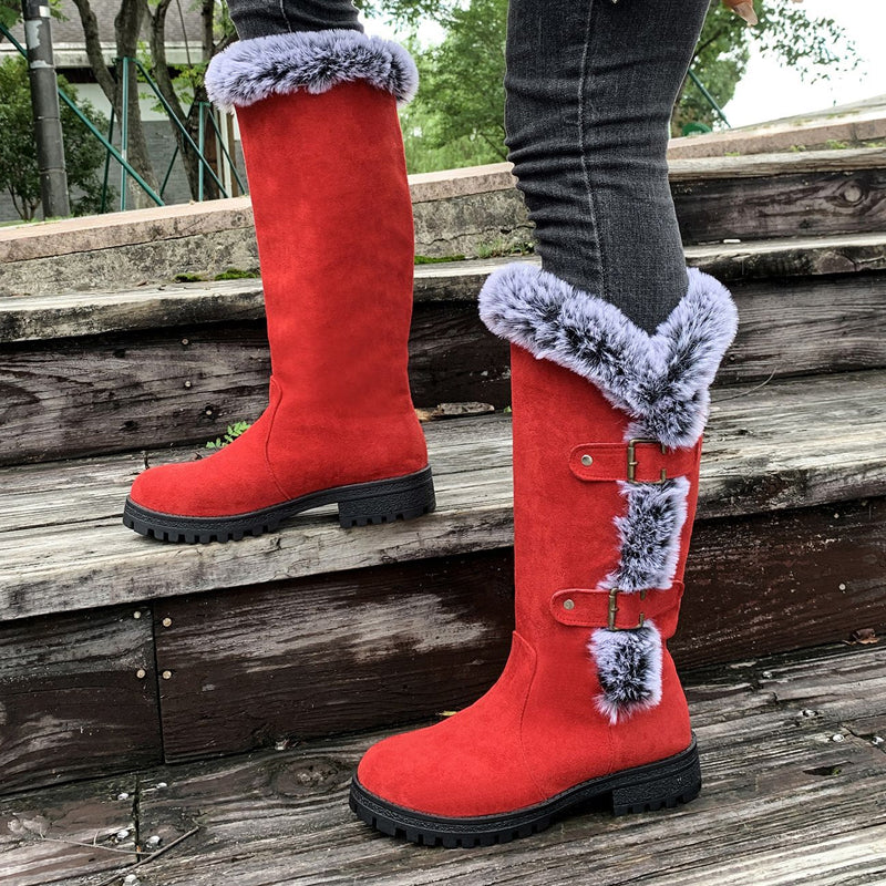 Chic Women's Mid-Calf Boots with Plush Trim | L&S - 2 - London-stylehouse.com