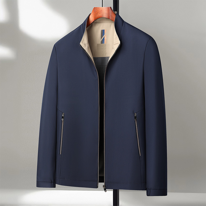 Men's Casual Zip-up Jacket with Stand Collar and Stylish Design | L&S - 1 - London-stylehouse.com