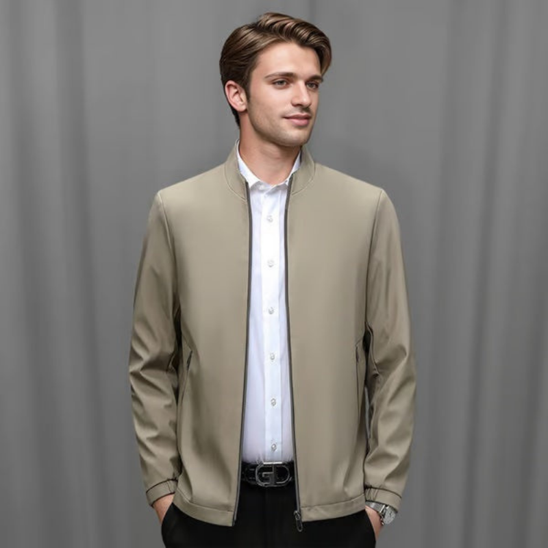 Men's Casual Zip-up Jacket with Stand Collar and Stylish Design | L&S - 5 - London-stylehouse.com