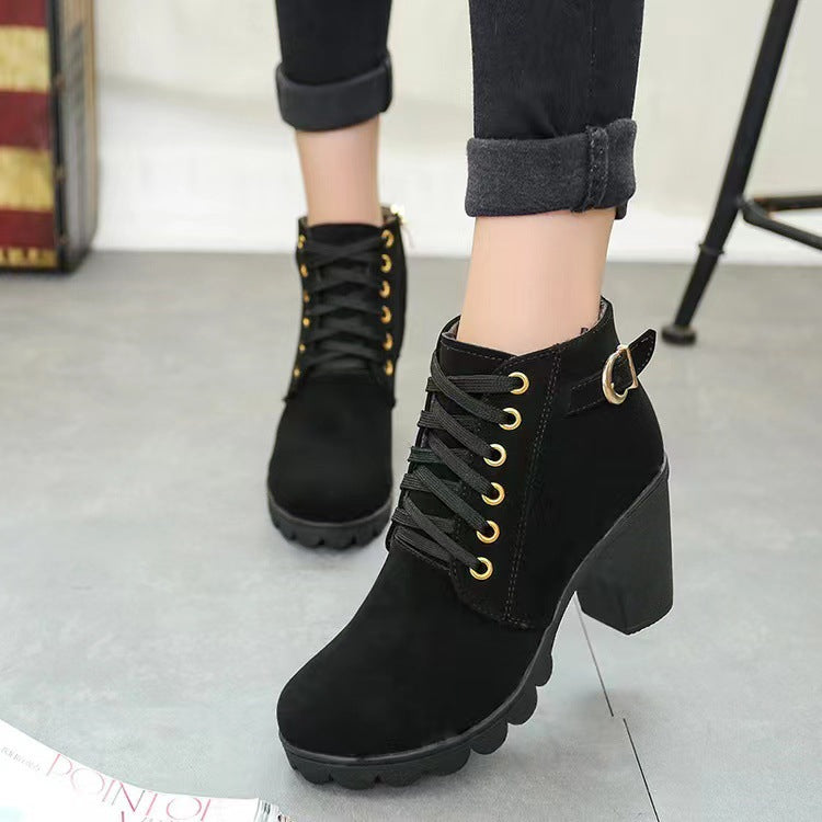 Women's Lace-Up Ankle Boots with Chunky Heel + Comfortable Fit | L&S - 2 - London-stylehouse.com