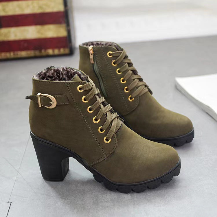Women's Lace-Up Ankle Boots with Chunky Heel + Comfortable Fit | L&S - 3 - London-stylehouse.com