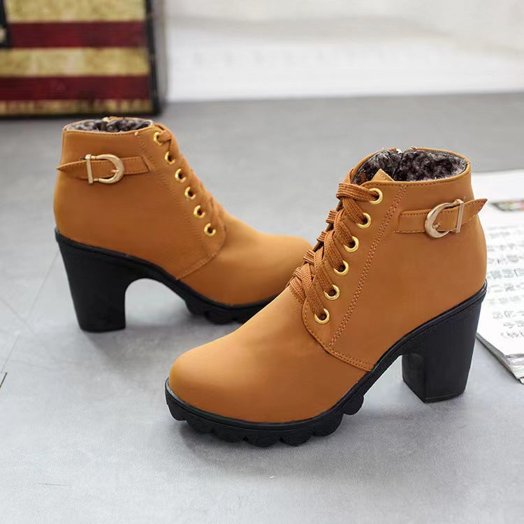 Women's Lace-Up Ankle Boots with Chunky Heel + Comfortable Fit | L&S - 4 - London-stylehouse.com