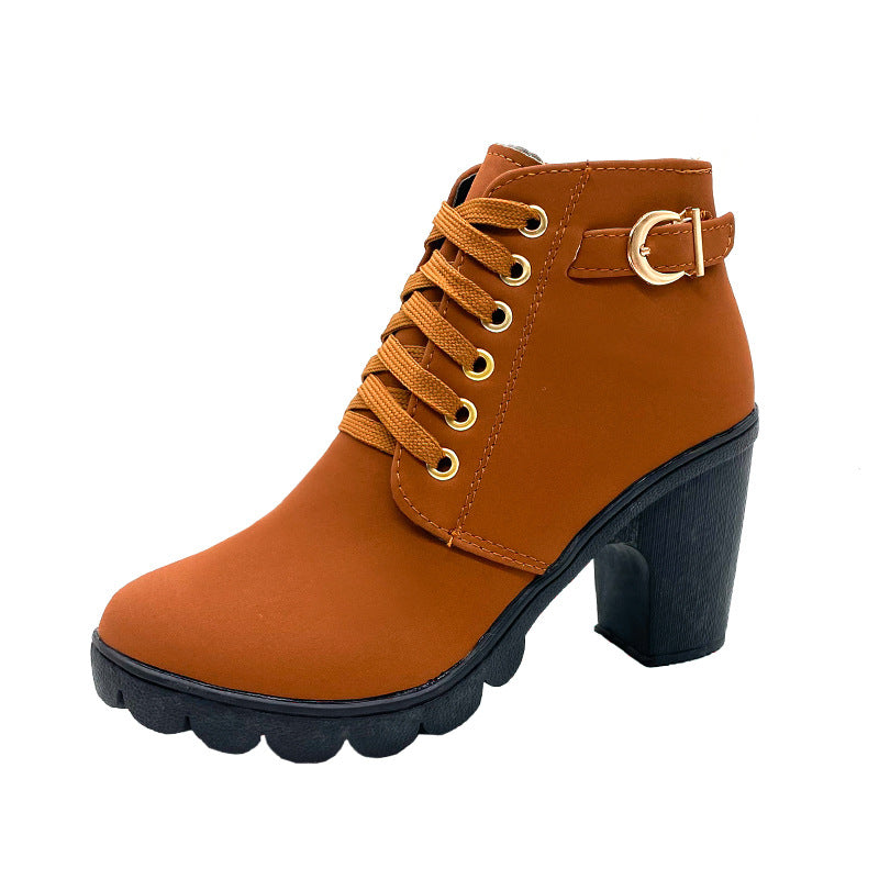Women's Lace-Up Ankle Boots with Chunky Heel + Comfortable Fit | L&S - 8 - London-stylehouse.com