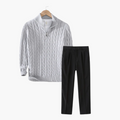Outfit Men’s Cable Knit Sweater with Tailored Trousers | L&S - 1 - London-stylehouse.com