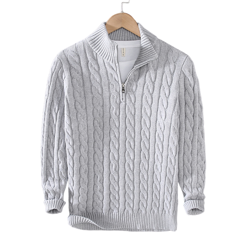 Outfit Men’s Cable Knit Sweater with Tailored Trousers | L&S - 5 - London-stylehouse.com