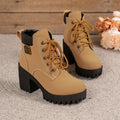 Chunky Heeled Ankle Boots Women's | Stylish Lacing Detail | L&S - 4 - London-stylehouse.com