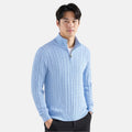 Pullover Men's Zip-Up Cable Knit Sweater | L&S - 2 - London-stylehouse.com