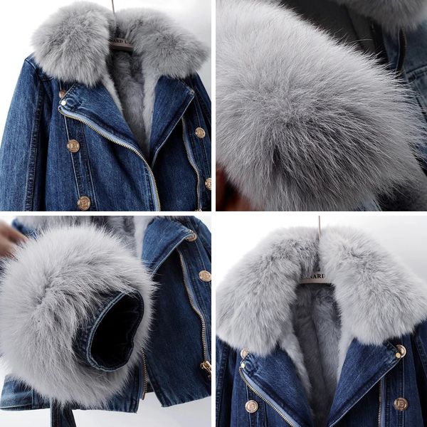 Women's Denim Jacket with Faux Fur Collar and Cuffs | L&S - 4 - London-stylehouse.com