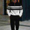Men's Zip-Up Casual Outfit with Striped Design | L&S - 1 - London-stylehouse.com