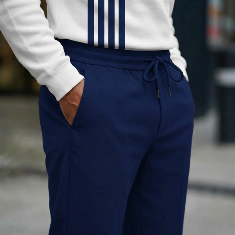 Men's Zip-Up Casual Outfit with Striped Design | L&S - 9 - London-stylehouse.com