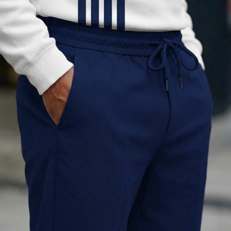 Men's Zip-Up Casual Outfit with Striped Design | L&S - 10 - London-stylehouse.com