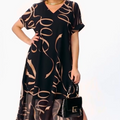 Maxi Dress Women's V-Neck Loose Fit with Flowing Design | L&S - 1 - London-stylehouse.com