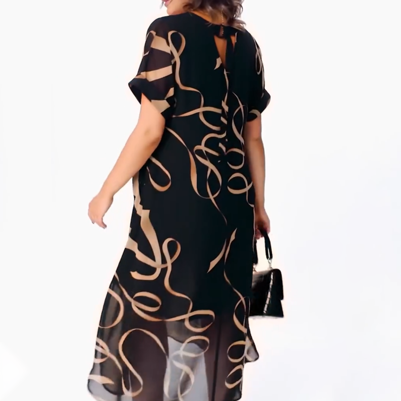 Maxi Dress Women's V-Neck Loose Fit with Flowing Design | L&S - 4 - London-stylehouse.com