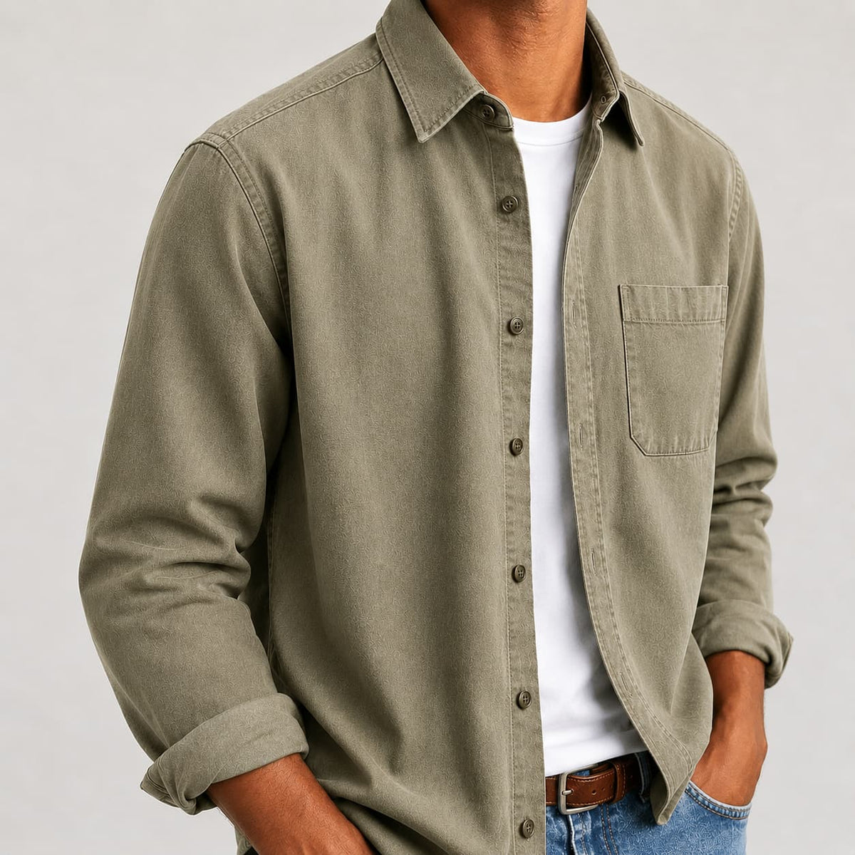 Men's Casual Shirt with Button-Down Collar and Pocket | L&S - 1 - London-stylehouse.com