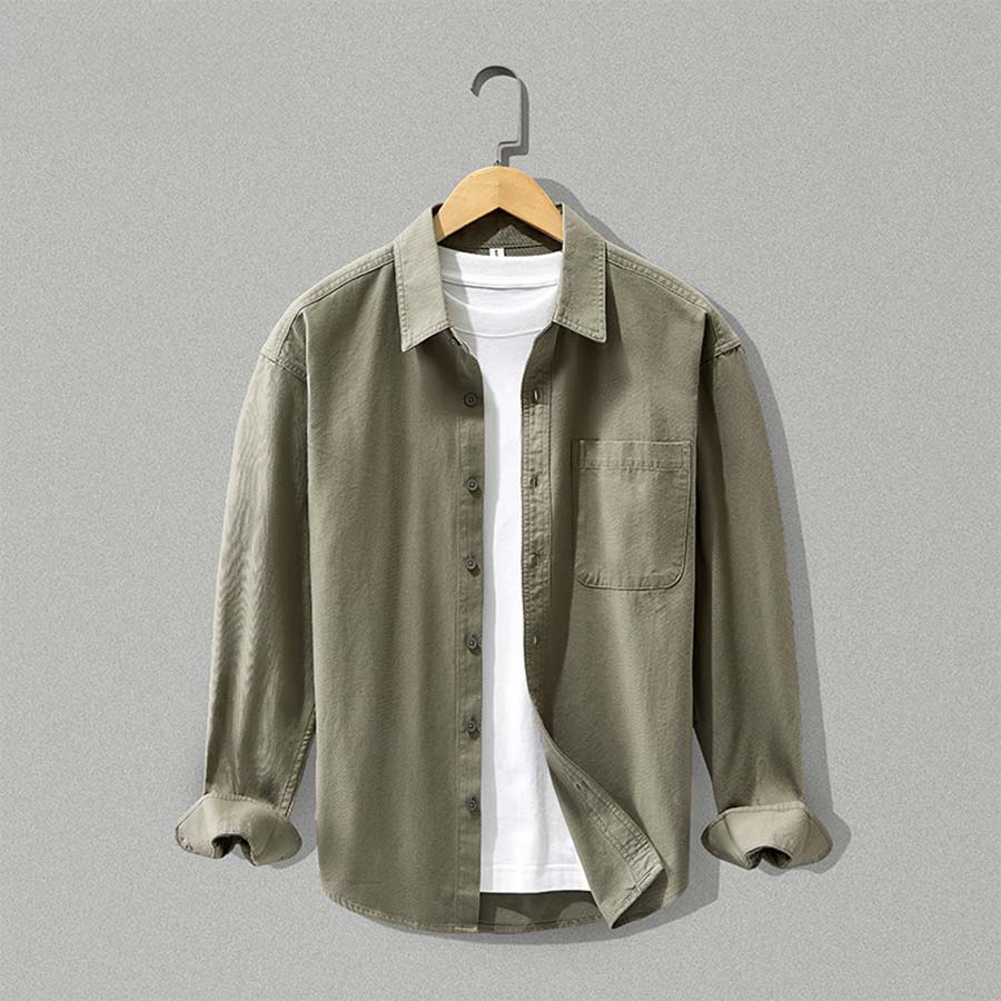 Men's Casual Shirt with Button-Down Collar and Pocket | L&S - 2 - London-stylehouse.com