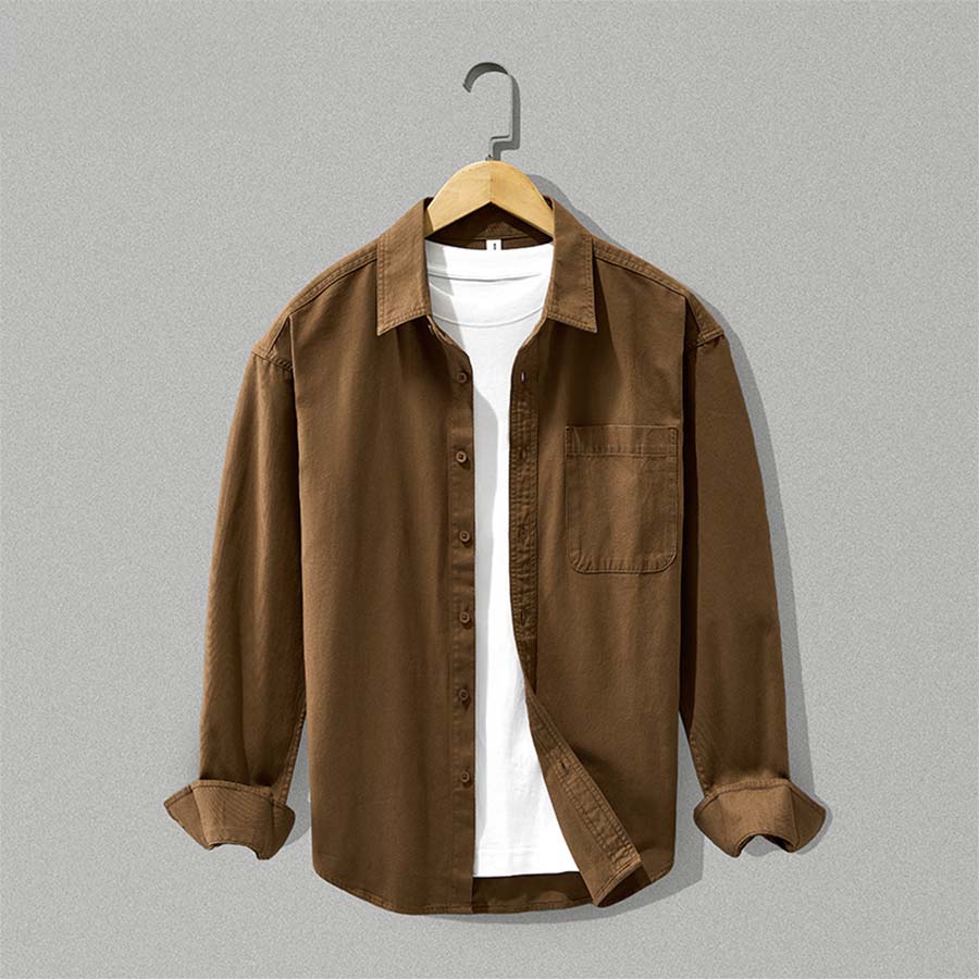 Men's Casual Shirt with Button-Down Collar and Pocket | L&S - 5 - London-stylehouse.com