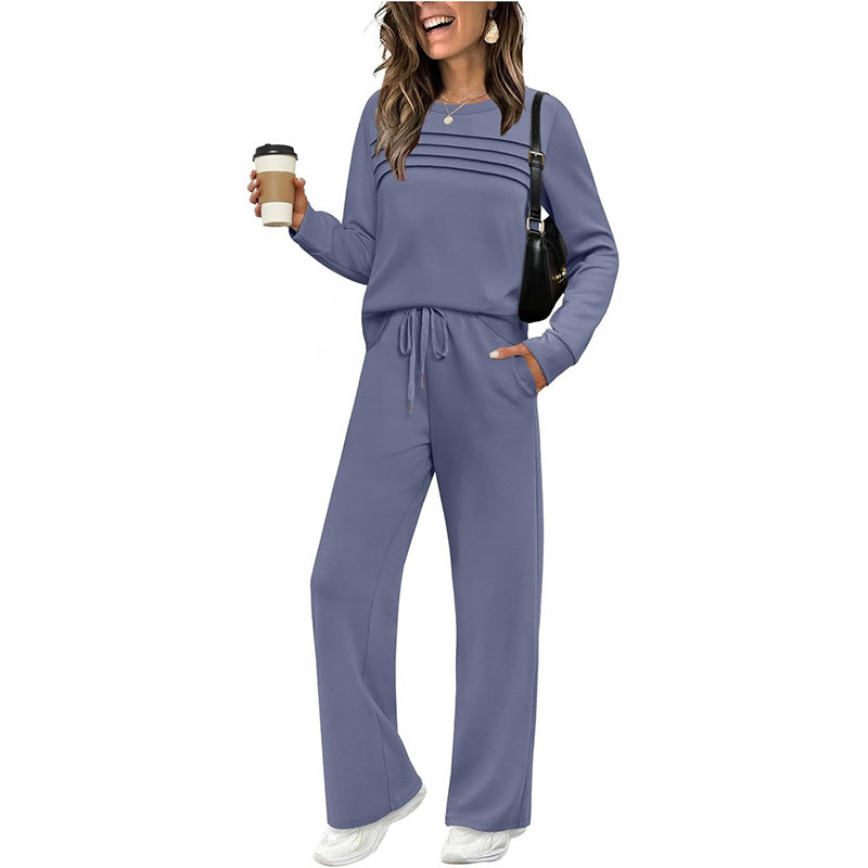 Lounge Set Women's Relaxed Fit with Decorative Stripes | L&S - 5 - London-stylehouse.com