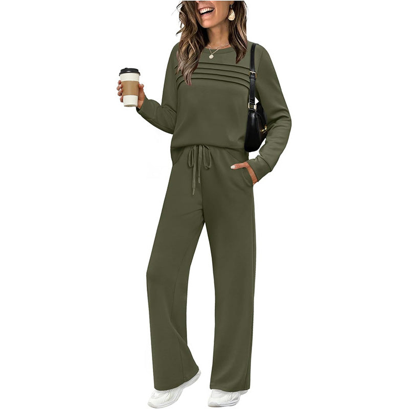 Lounge Set Women's Relaxed Fit with Decorative Stripes | L&S - 8 - London-stylehouse.com