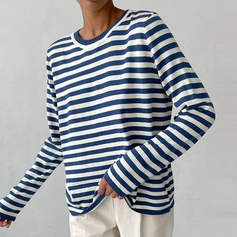 Women's Striped Pullover with Relaxed Fit | L&S - 1 - London-stylehouse.com