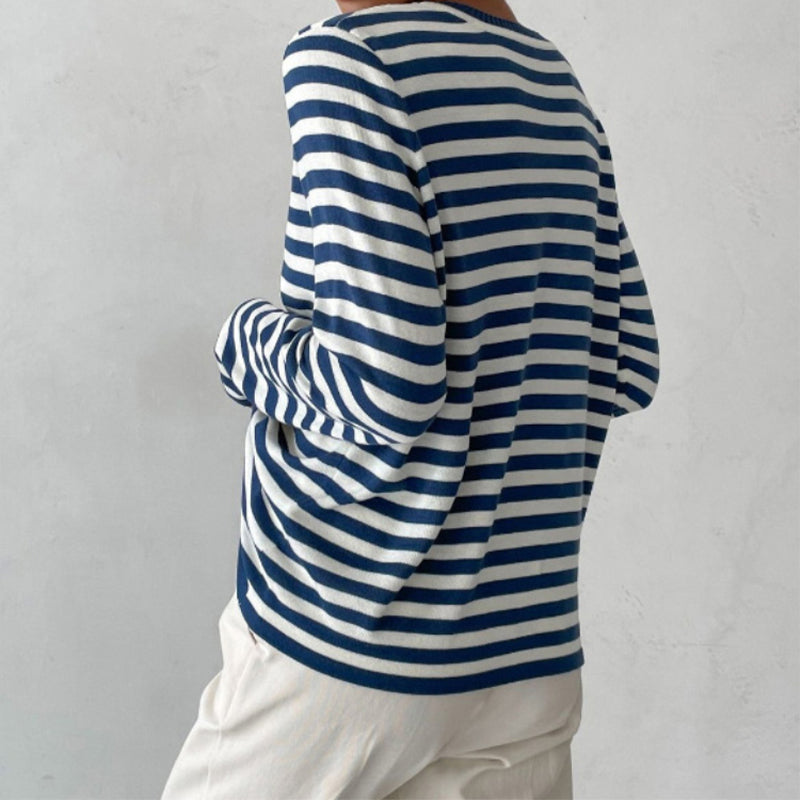Women's Striped Pullover with Relaxed Fit | L&S - 3 - London-stylehouse.com