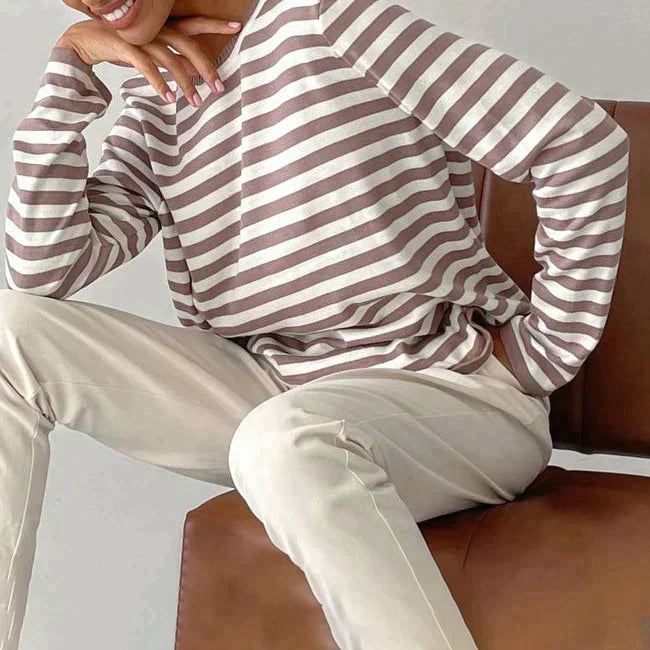 Women's Striped Pullover with Relaxed Fit | L&S - 7 - London-stylehouse.com