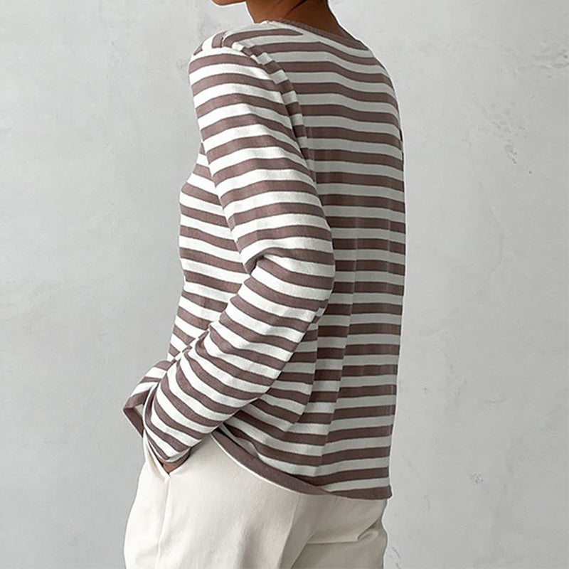 Women's Striped Pullover with Relaxed Fit | L&S - 8 - London-stylehouse.com