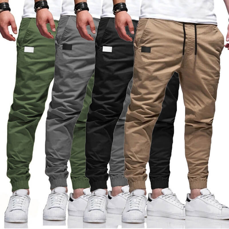 Joggers Men Slim Fit with Elastic Waistband and Side Pockets | L&S - 1 - London-stylehouse.com