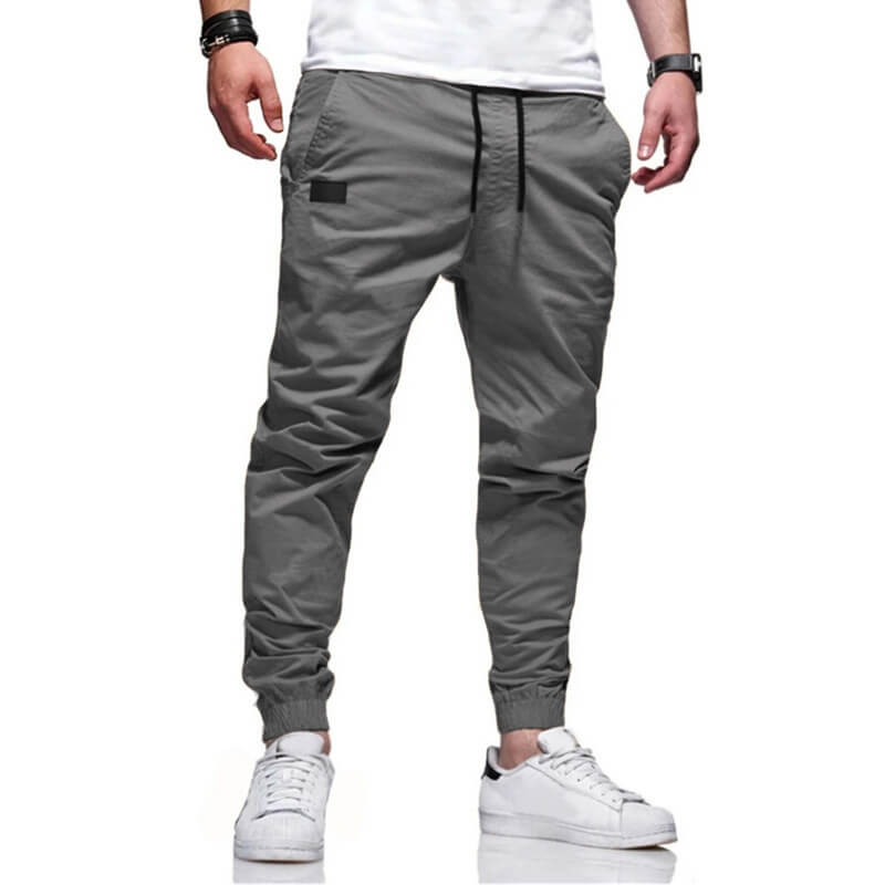 Joggers Men Slim Fit with Elastic Waistband and Side Pockets | L&S - 2 - London-stylehouse.com